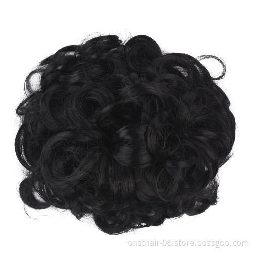 MYZYR Elastic Chignon Hairpiece Curly Messy Bun Mix Gray Natural Chignon Synthetic Hair Extension Chic and Trendy